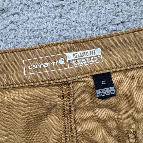 S Carhartt Shorts Mens 40 Khaki Rugged Flex Relaxed Fit Canvas Work Utility - Picture 4 of 8